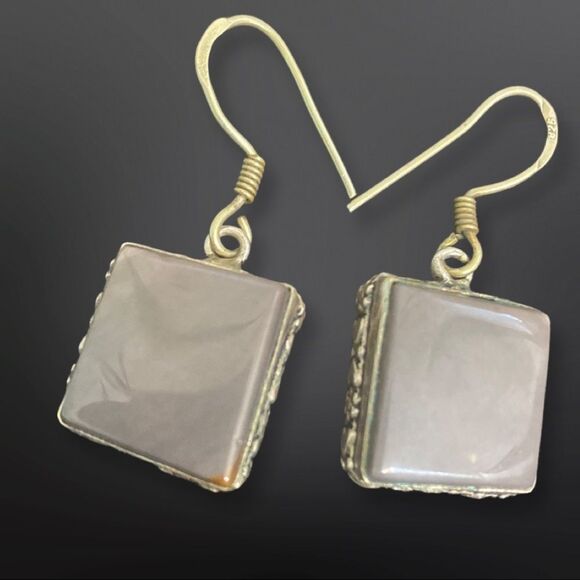 Purple/Gray Agate Sterling Silver Hook Earrings - Picture 7 of 8